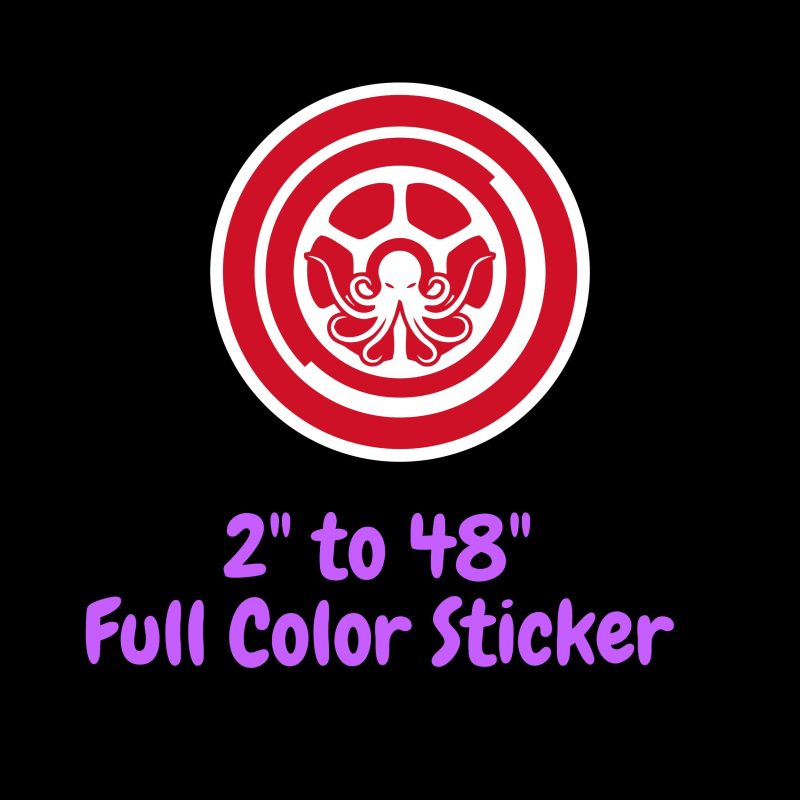 Detroit Red Wings - Circle With Octopus - Full Color Vinyl Sticker - Custom Size