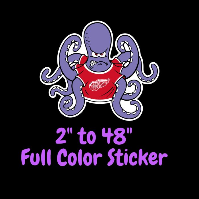 Detroit Red Wings - Octopus - Full Color Vinyl Sticker - Custom Size