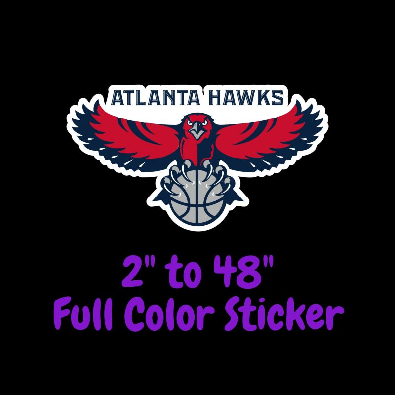 Atlanta Hawks Full Color Vinyl Sticker - Custom Size