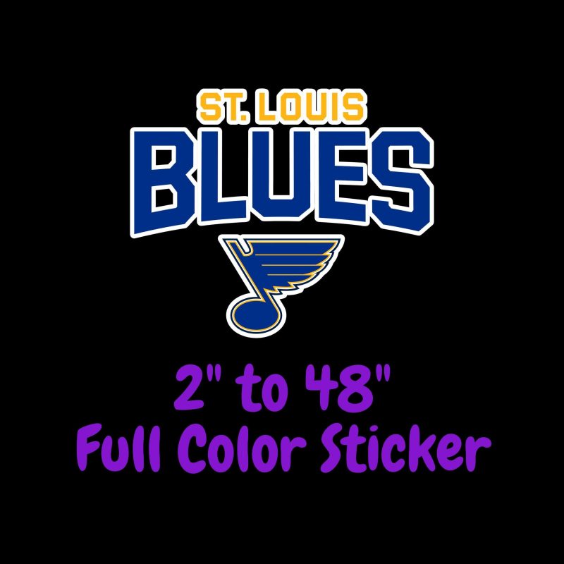 St Louis Blues - Note With Name Above - Full Color Vinyl Sticker - Custom Size