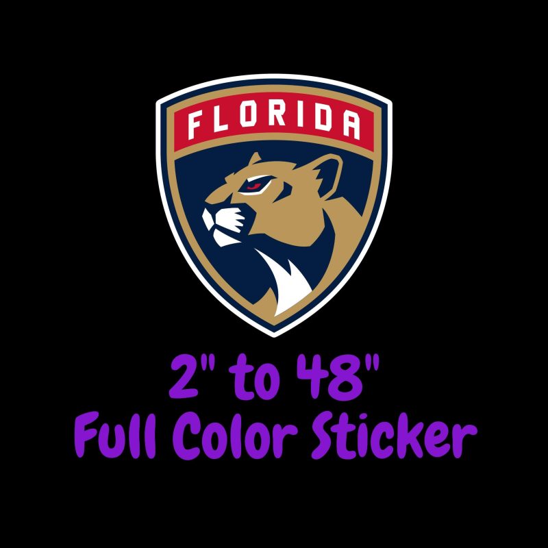 Florida Panthers - Shield With Panther - Full Color Vinyl Sticker - Custom Size