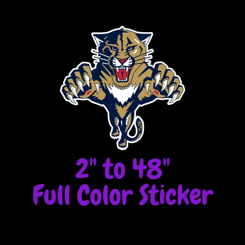 Florida Panthers - Lunging Panther - Full Color Vinyl Sticker - Custom Size