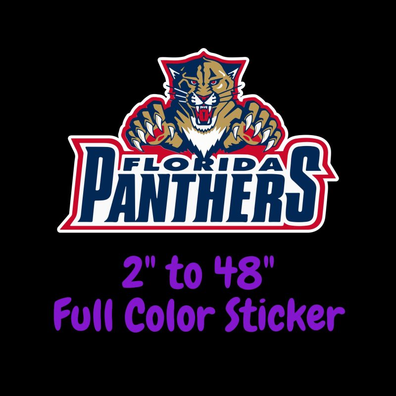 Florida Panthers - Panther With Name - Full Color Vinyl Sticker - Custom Size