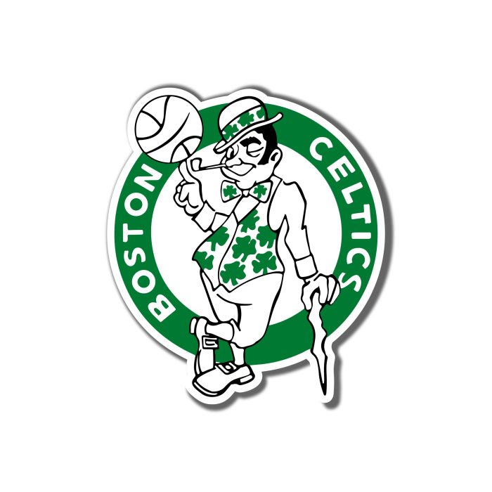 Boston Celtics - Green And White Circle With Leprechaun - Full Color Vinyl Sticker - Custom Size