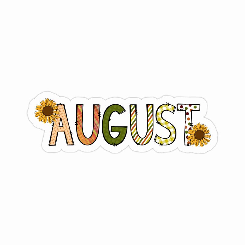 August - Month - Full Color Vinyl Decal - Custom Size