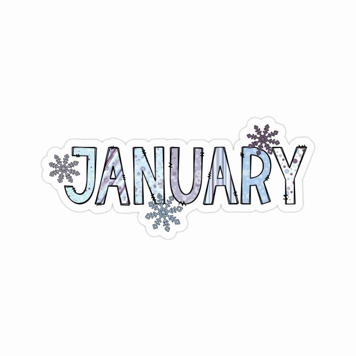 January - Month - Full Color Vinyl Decal - Custom Size
