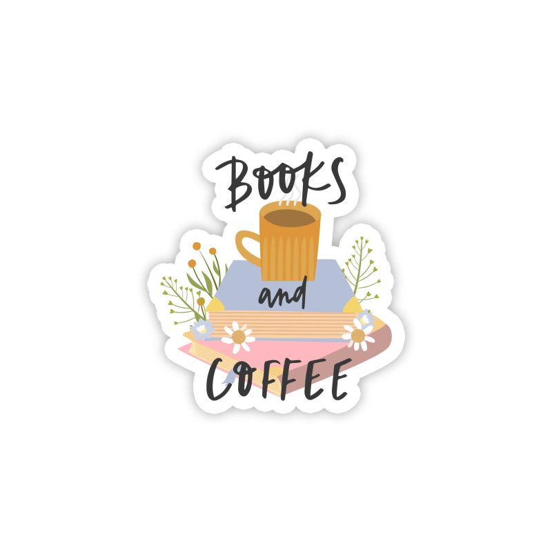 Books and Coffee - Full Color Vinyl Decal - Custom Size