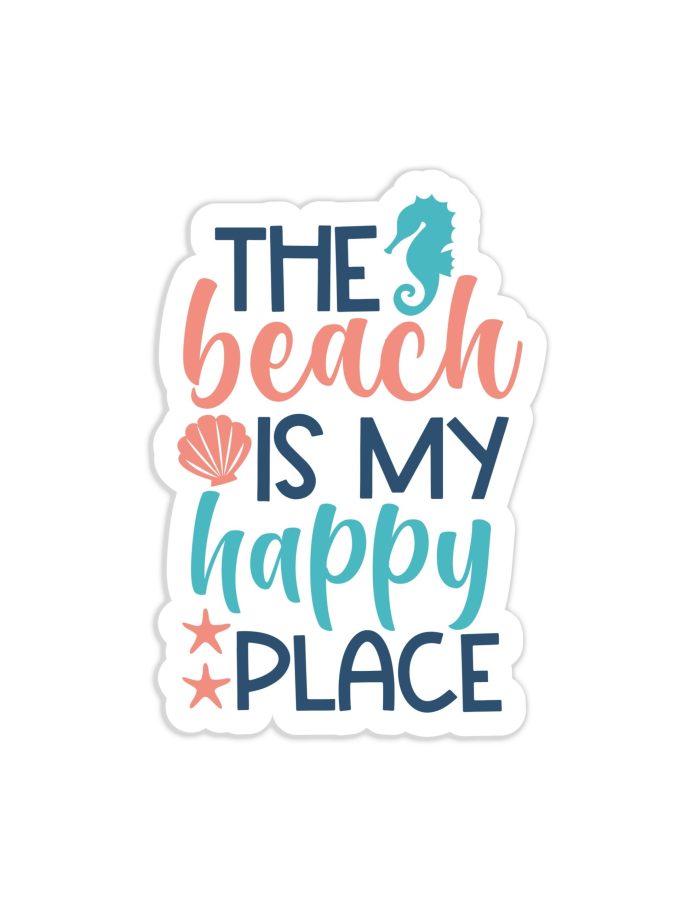 The Beach Is My Happy Place Full Color Vinyl Decal