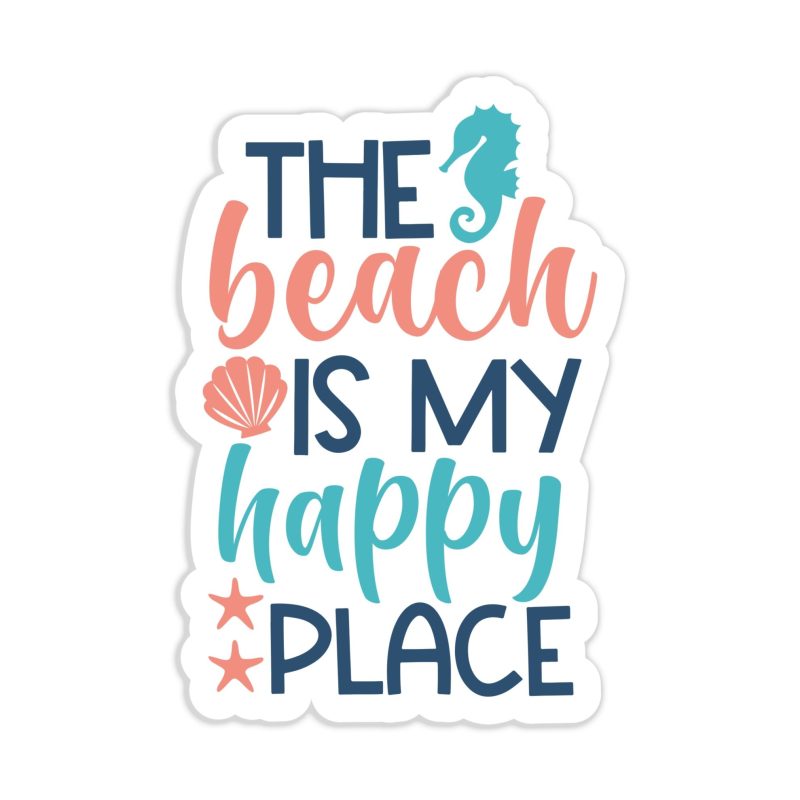 The Beach Is My Happy Place Full Color Vinyl Decal