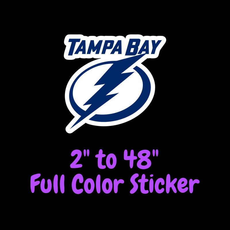 Tampa Bay Lightning - Lighting Bolt Oval With Name - Full Color Vinyl Sticker - Custom Size