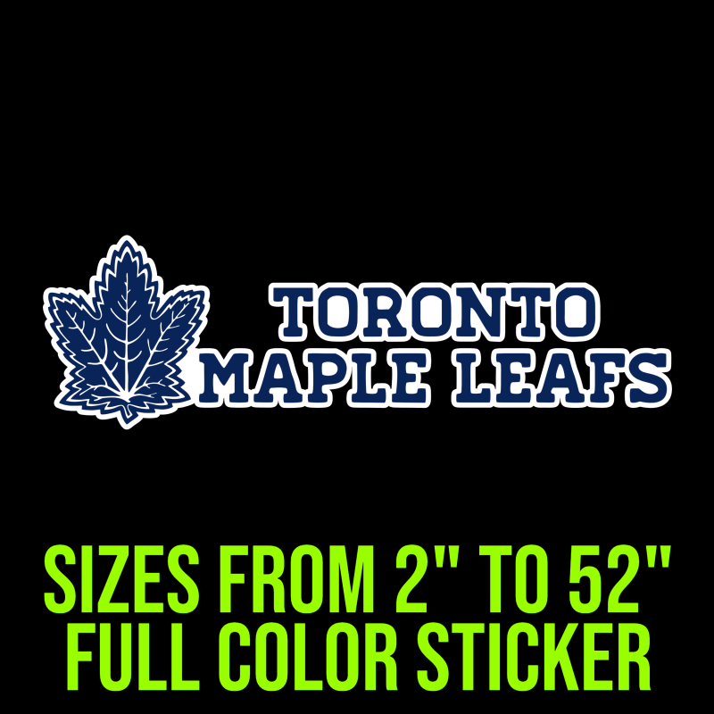 Toronto Maple Leafs - Leaf With Name On Side - Full Color Vinyl Sticker - Custom Size