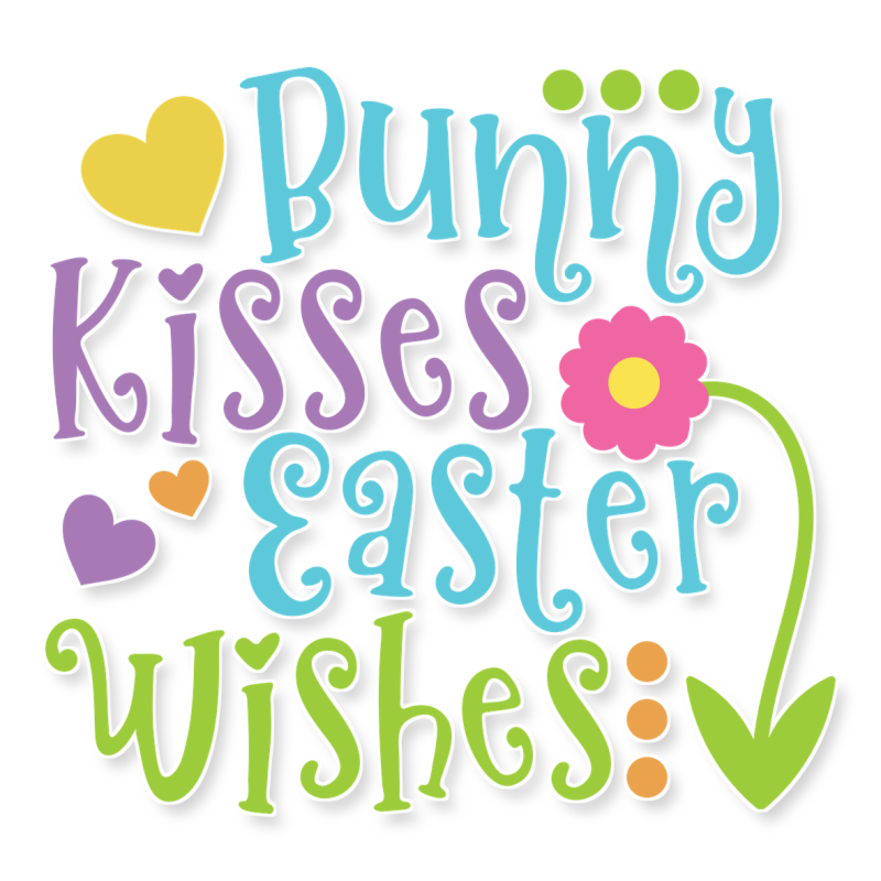 Bunny Kisses Easter Wishes - Iron On DTF Transfer - Custom Size