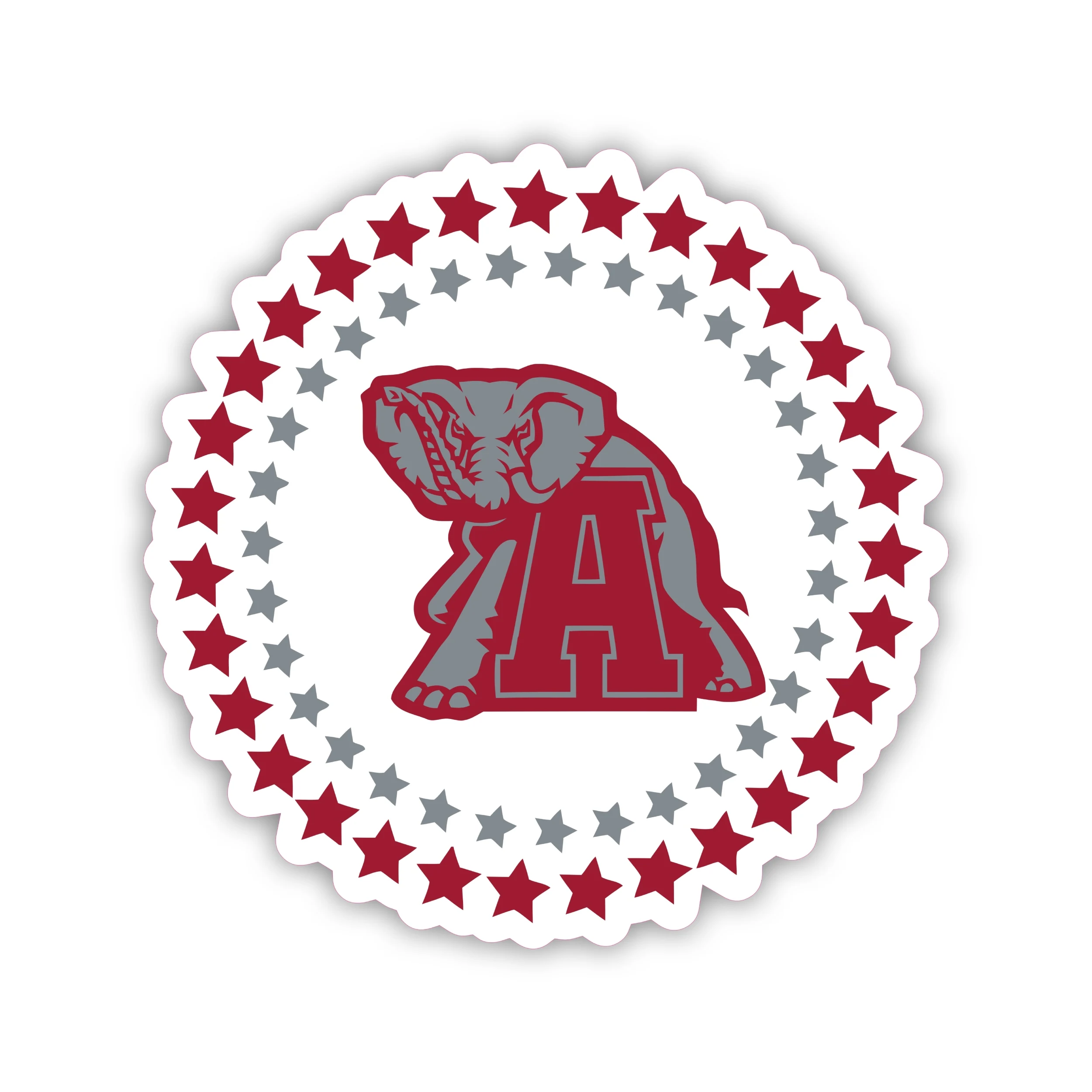 Alabama Crimson Tide - Elephant with Stars - Iron On DTF Transfer - Custom Size