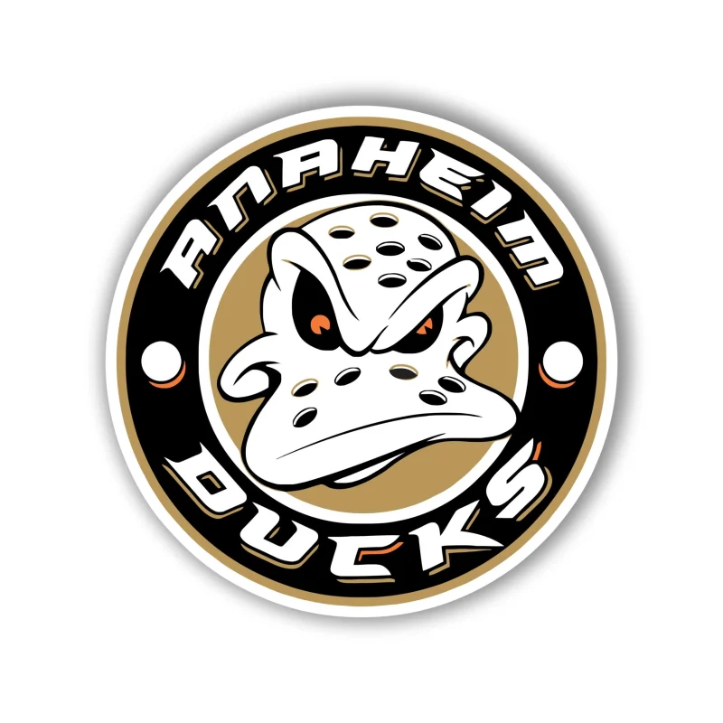 Anaheim Ducks - Circle With Name - Full Color Vinyl Sticker - Custom Size