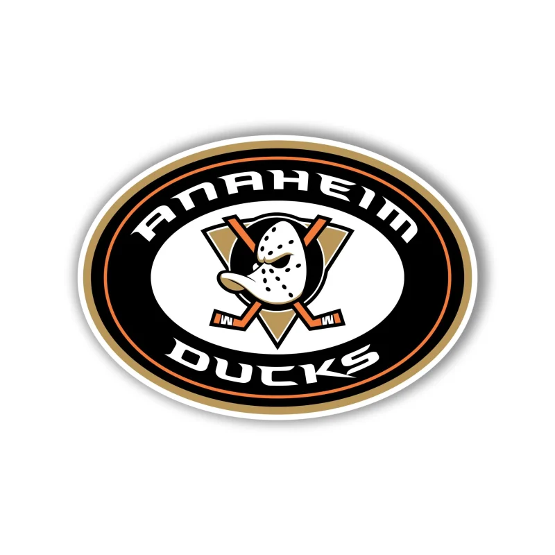 Anaheim Ducks - Oval With Name And Duck - Full Color Vinyl Sticker - Custom Size