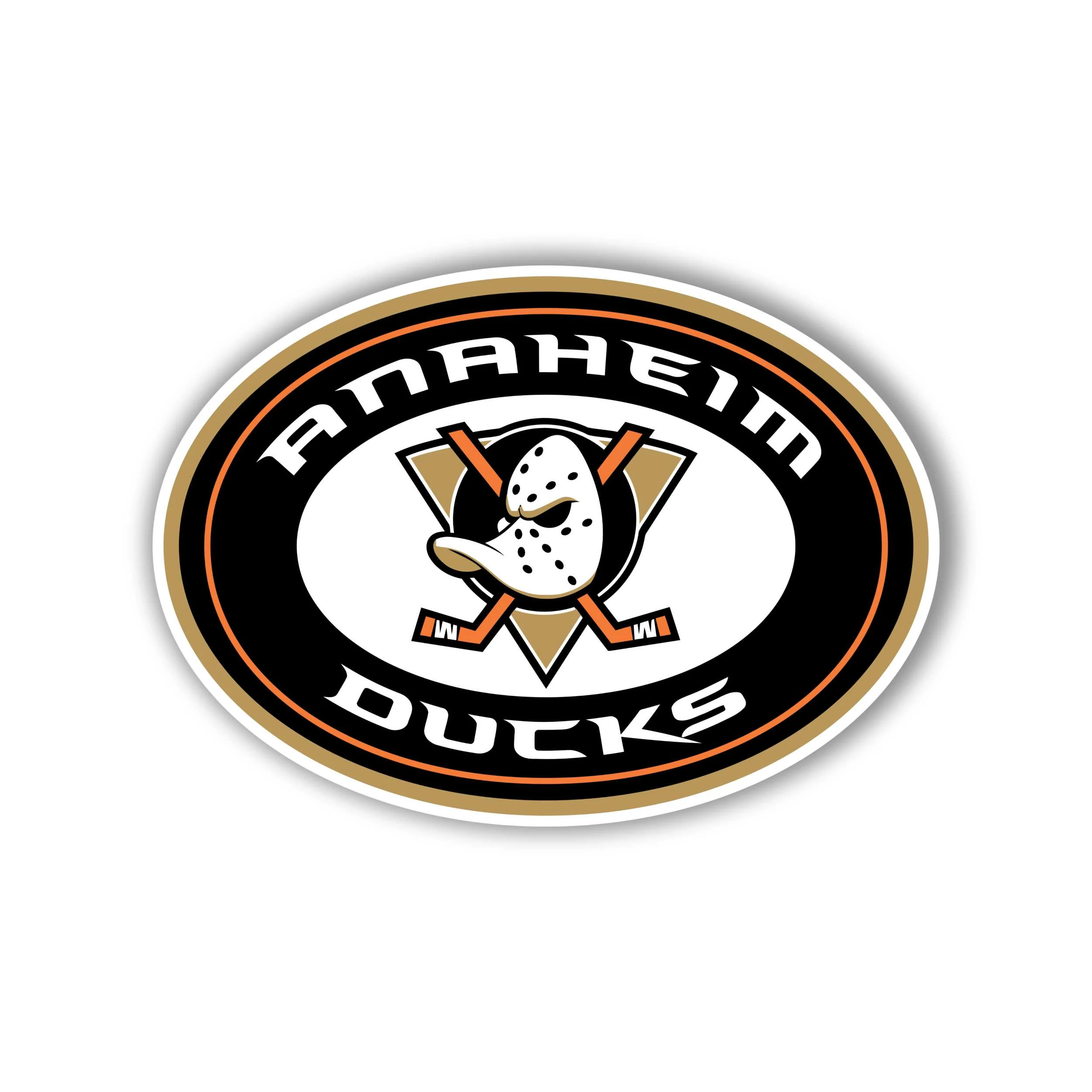 Anaheim Ducks - Oval With Name And Duck - Full Color Vinyl Sticker - Custom Size