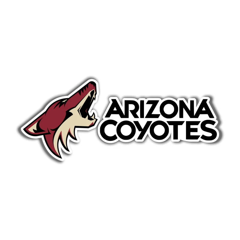Arizona Coyotes - Coyote Head With Name - Full Color Vinyl Sticker - Custom Size