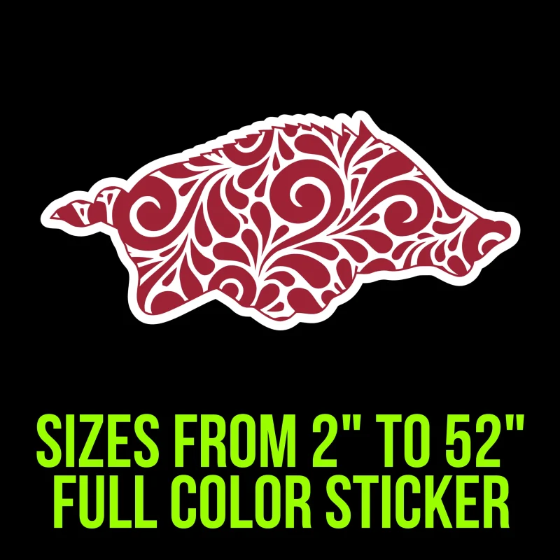 Arkansas Razorbacks Full Color Vinyl Decal - Custom Size