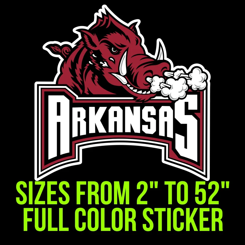 Arkansas Razorbacks Full Color Vinyl Decal - Custom Size
