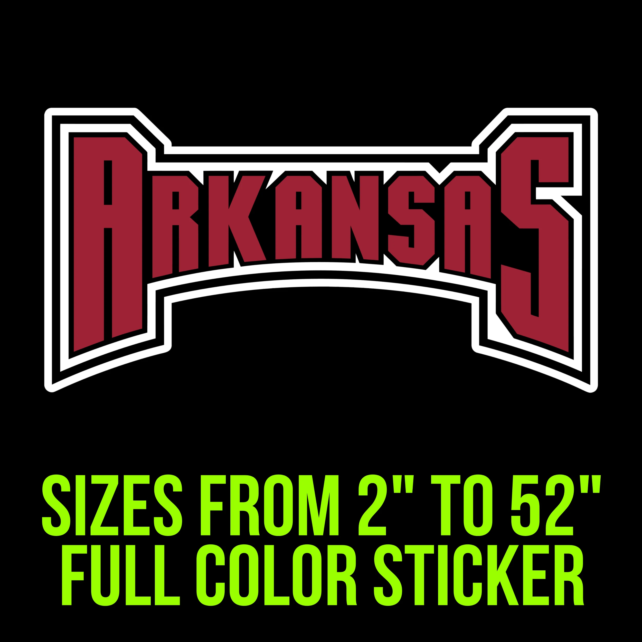 Arkansas Razorbacks Full Color Vinyl Decal - Custom Size