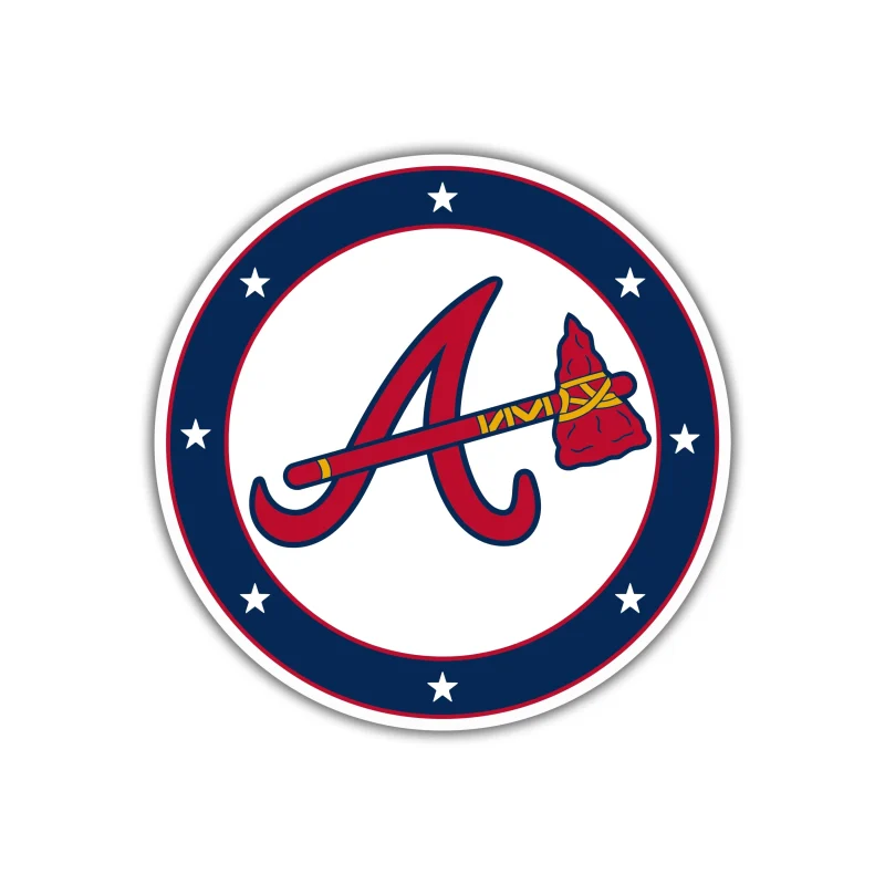Atlanta Braves - Blue Circle with Stars - Iron On DTF Transfer - Custom Size
