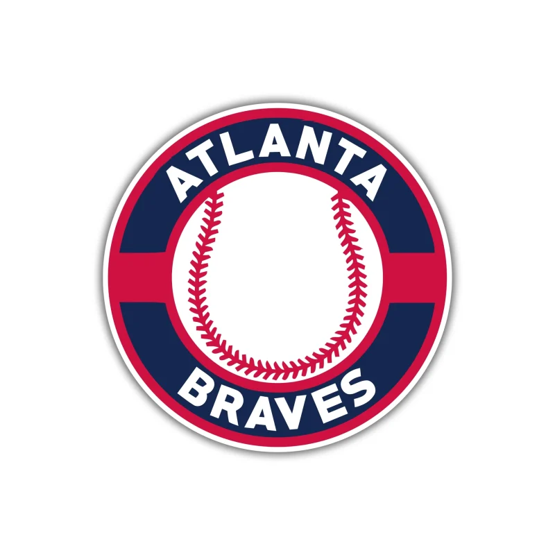Atlanta Braves - Circle With Baseball - Full Color Vinyl Sticker - Custom Size