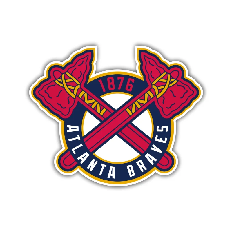 Atlanta Braves - Circle With Hatchets Crossed - Full Color Vinyl Sticker - Custom Size