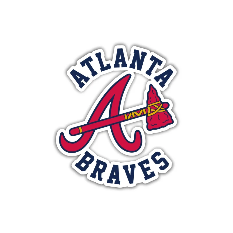 Atlanta Braves - Name With A Hatchet - Full Color Vinyl Sticker - Custom Size