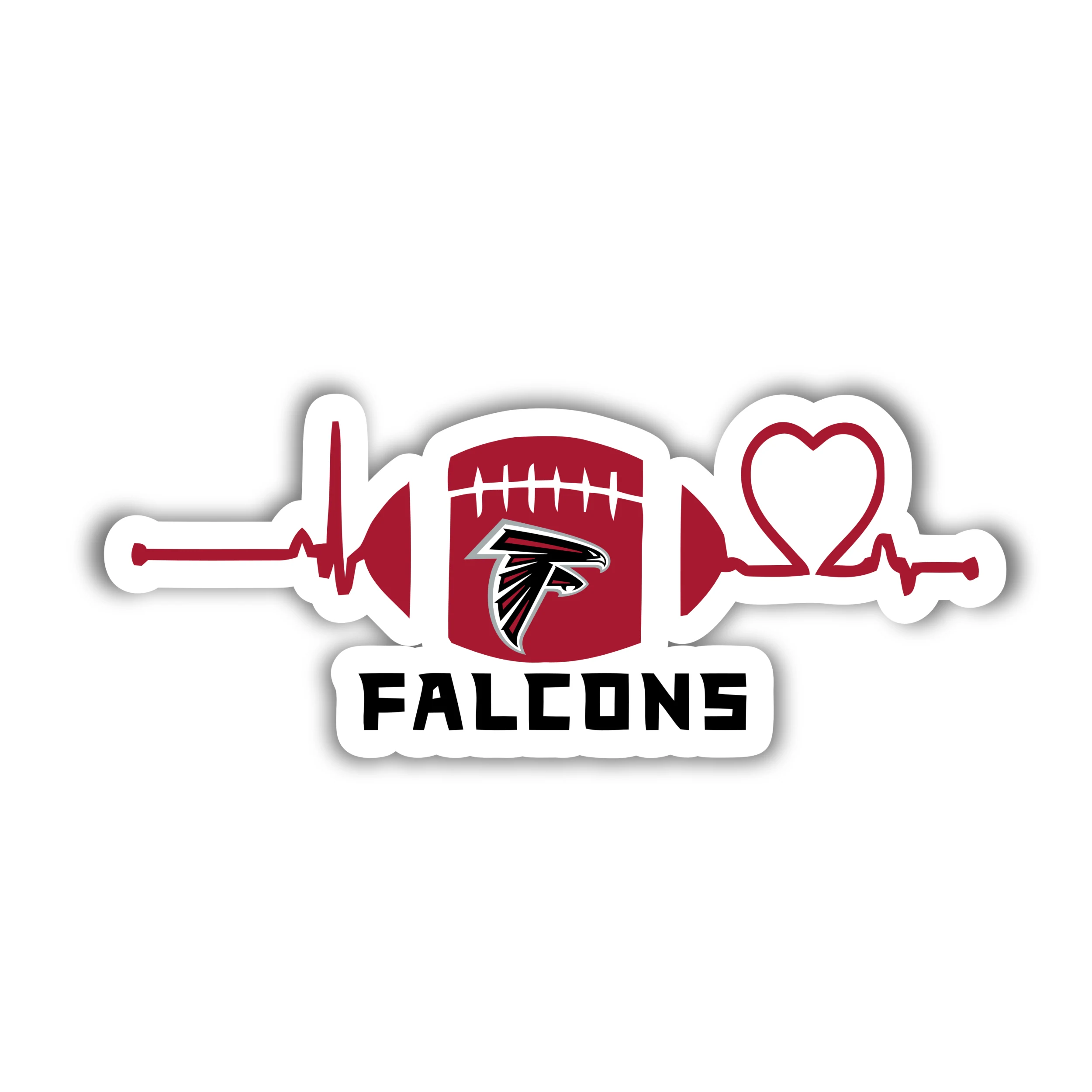 Atlanta Falcons - Football With Heartbeat - Temporary Tattoo