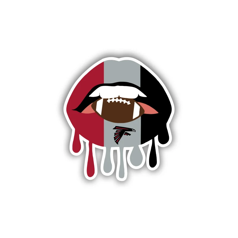 Atlanta Falcons - Lips With Football - Full Color Vinyl Sticker - Custom Size