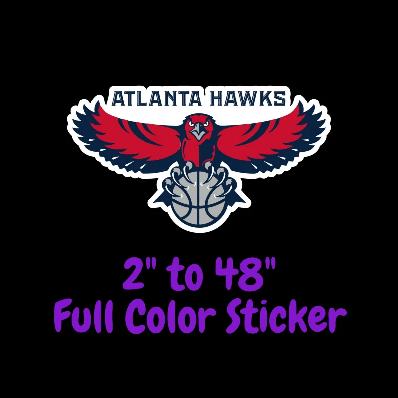 Atlanta Hawks Full Color Vinyl Sticker - Custom Size