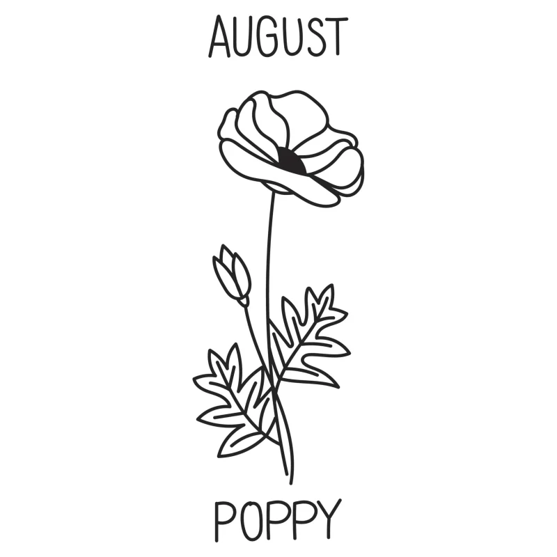 August - Poppy Vinyl Decal - Custom Size