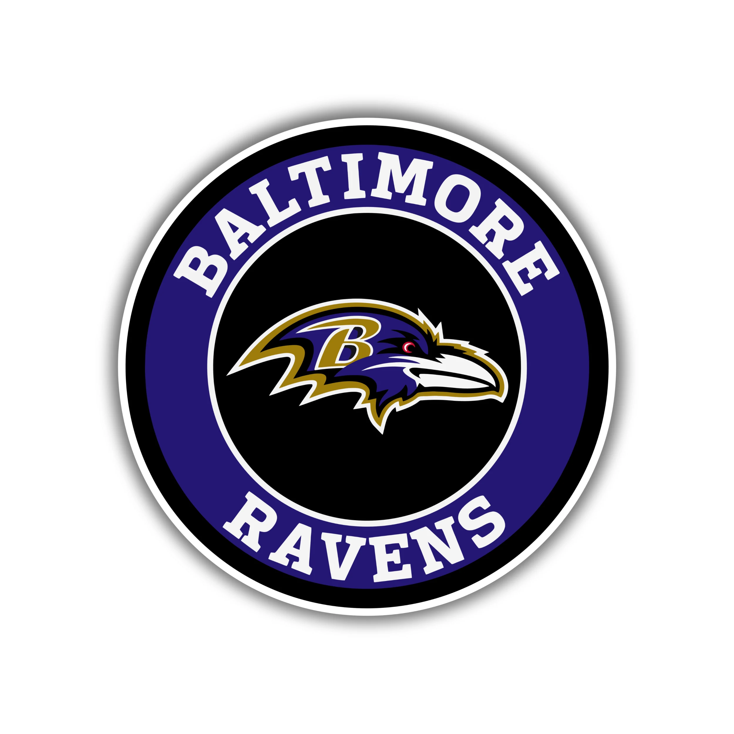 Baltimore Ravens - Purple and Black Circle with Raven - Iron On DTF Transfer - Custom Size