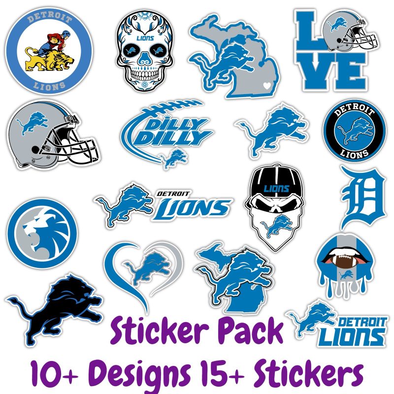Detroit Lions Sticker Pack; Hydroflask decal ; Laptop Decal ; Yeti Decal; Cell phone Decal; Vinyl Car Decal- Custom Size