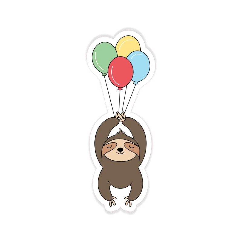 Birthday Sloth - Full Color Vinyl Decal - Custom Size