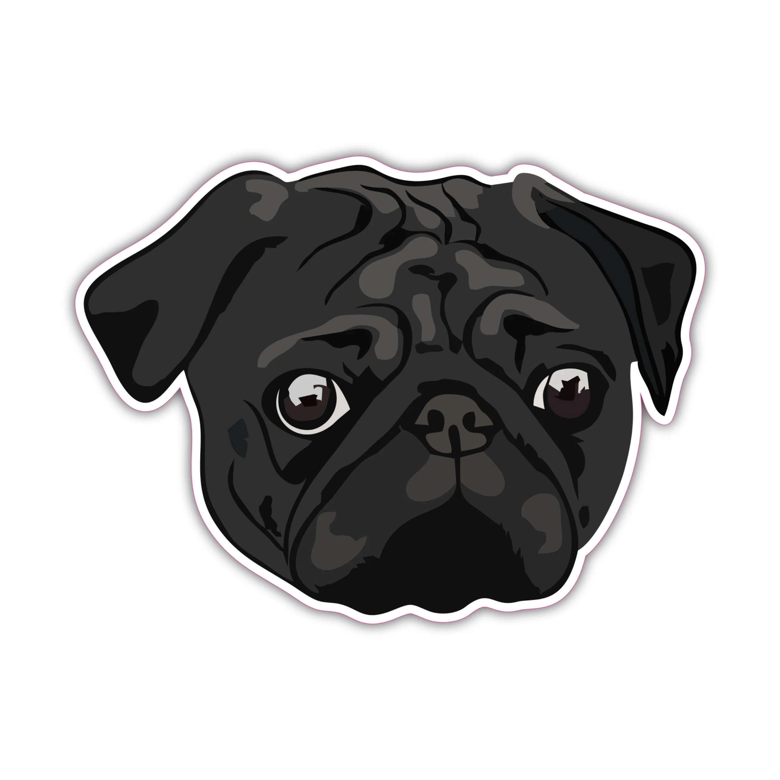 Black Pug - Iron On DTF Transfer - Custom Size