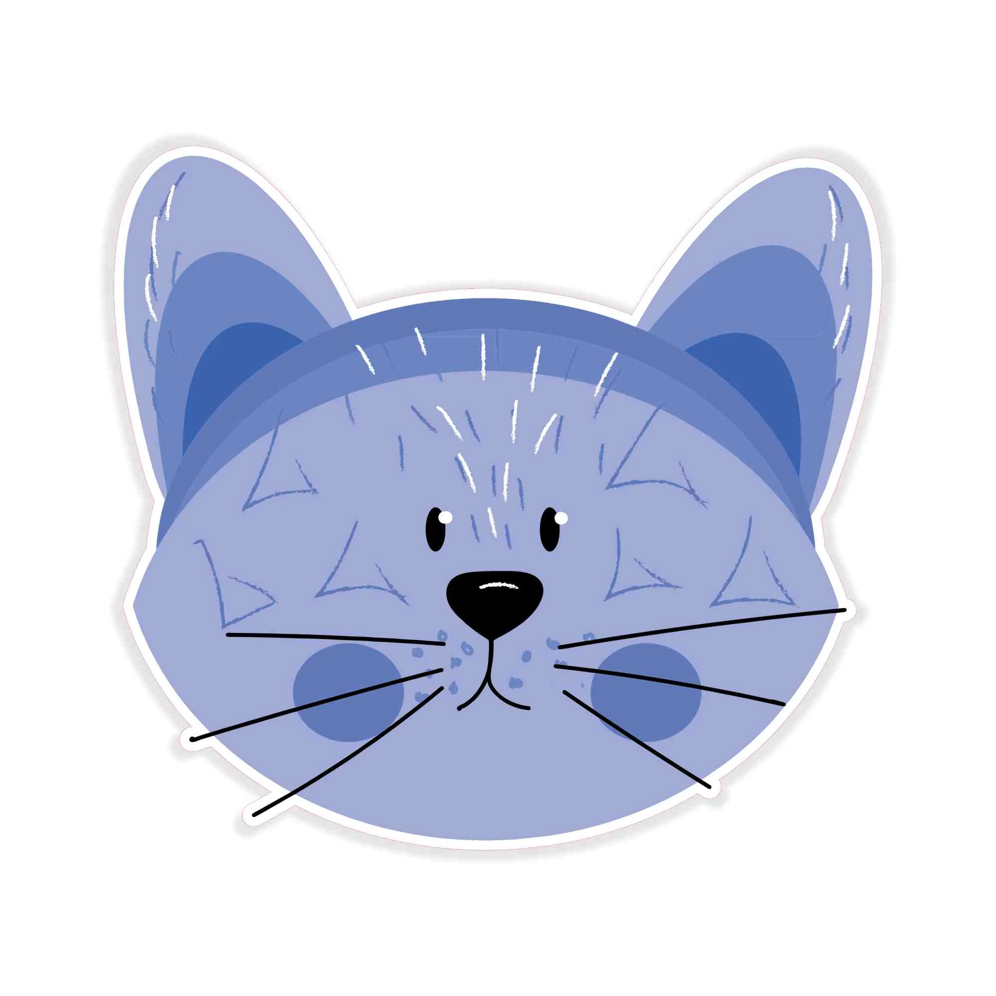 Blue Cat Full Color Vinyl Decal - Custom Size