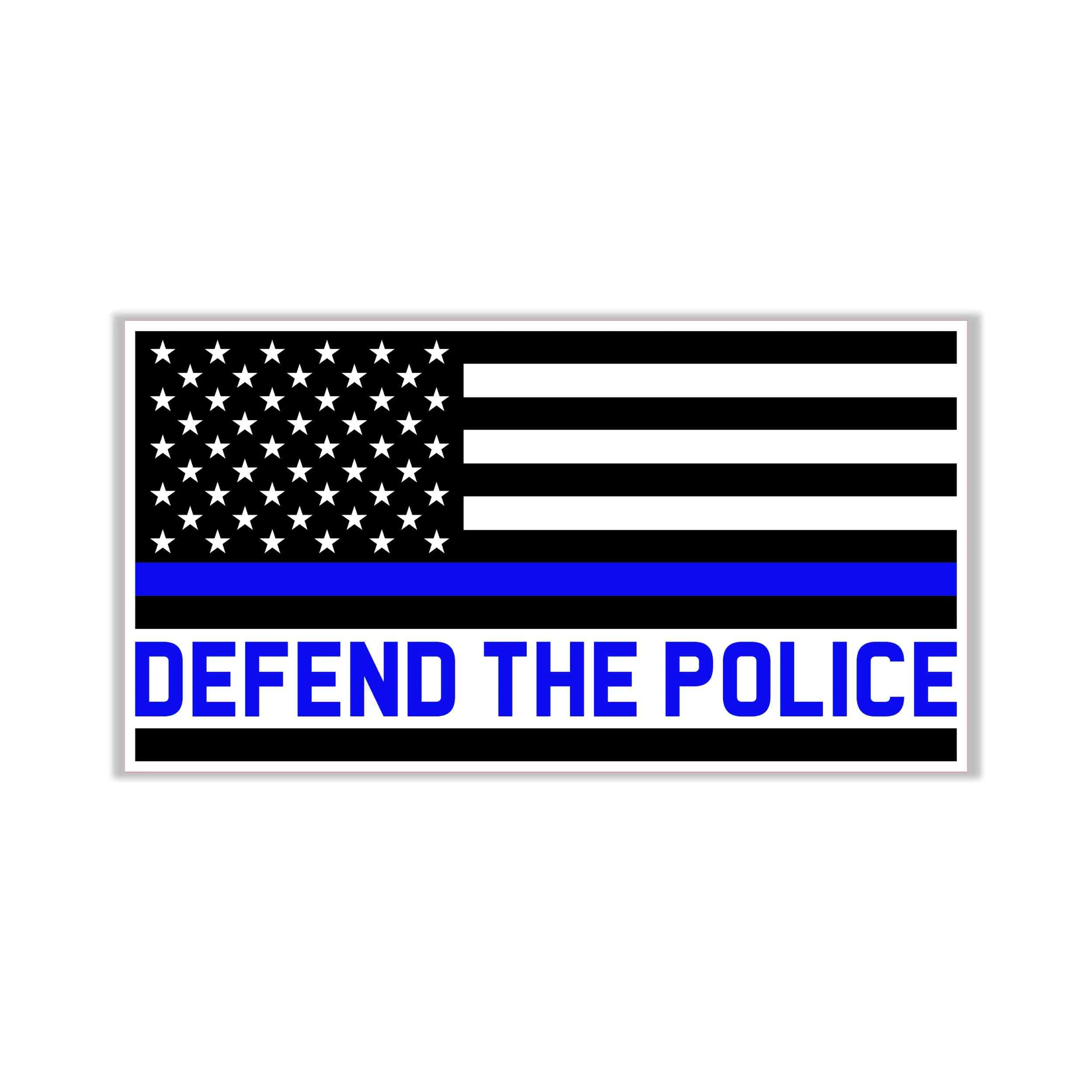 Blue Line American Flag- Defend the Police - Full Color Vinyl Decal - custom size