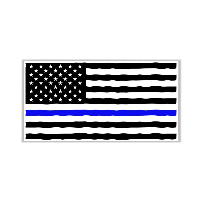 Blue Line American Flag Full Color Vinyl Decal - custom size