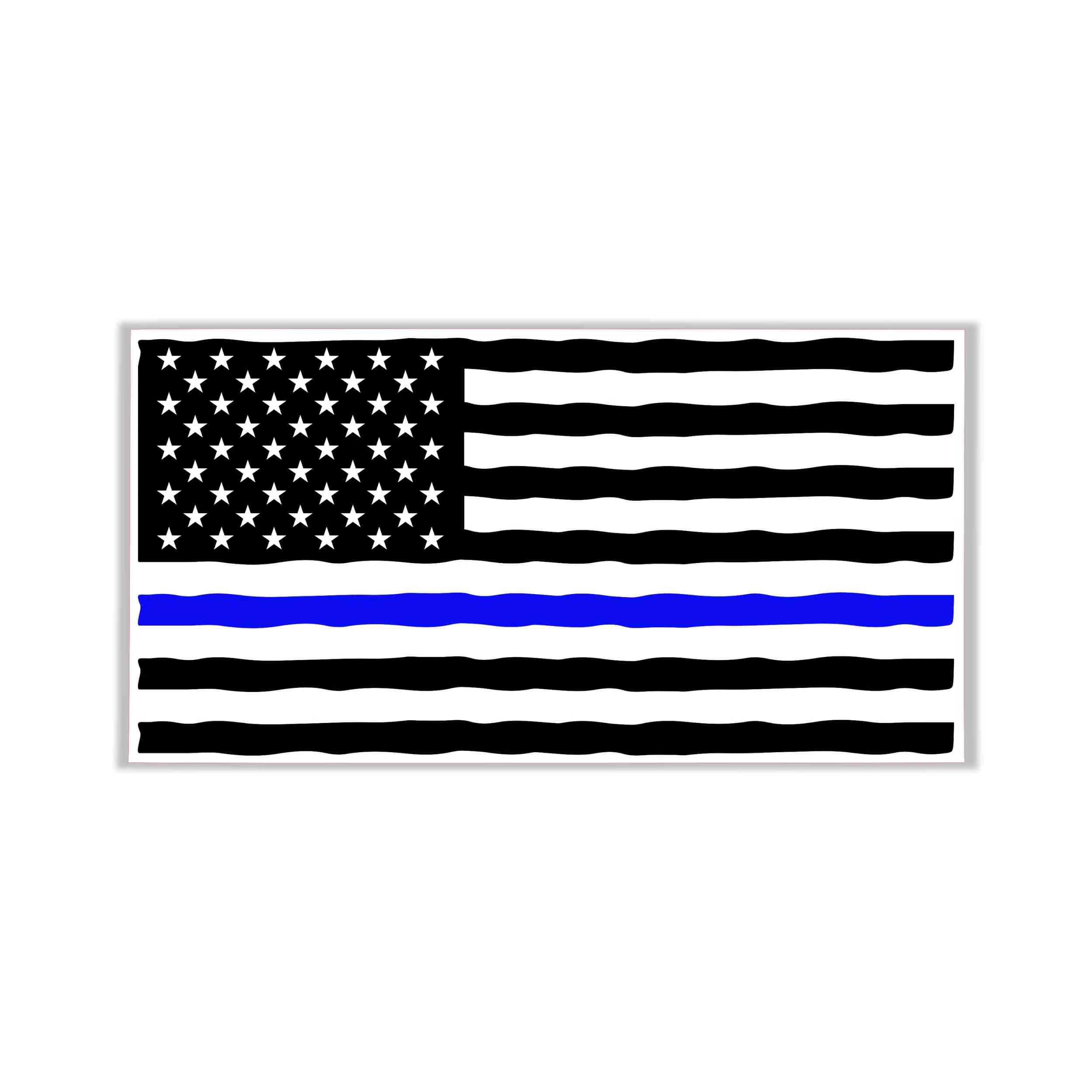 Blue Line American Flag Full Color Vinyl Decal - custom size