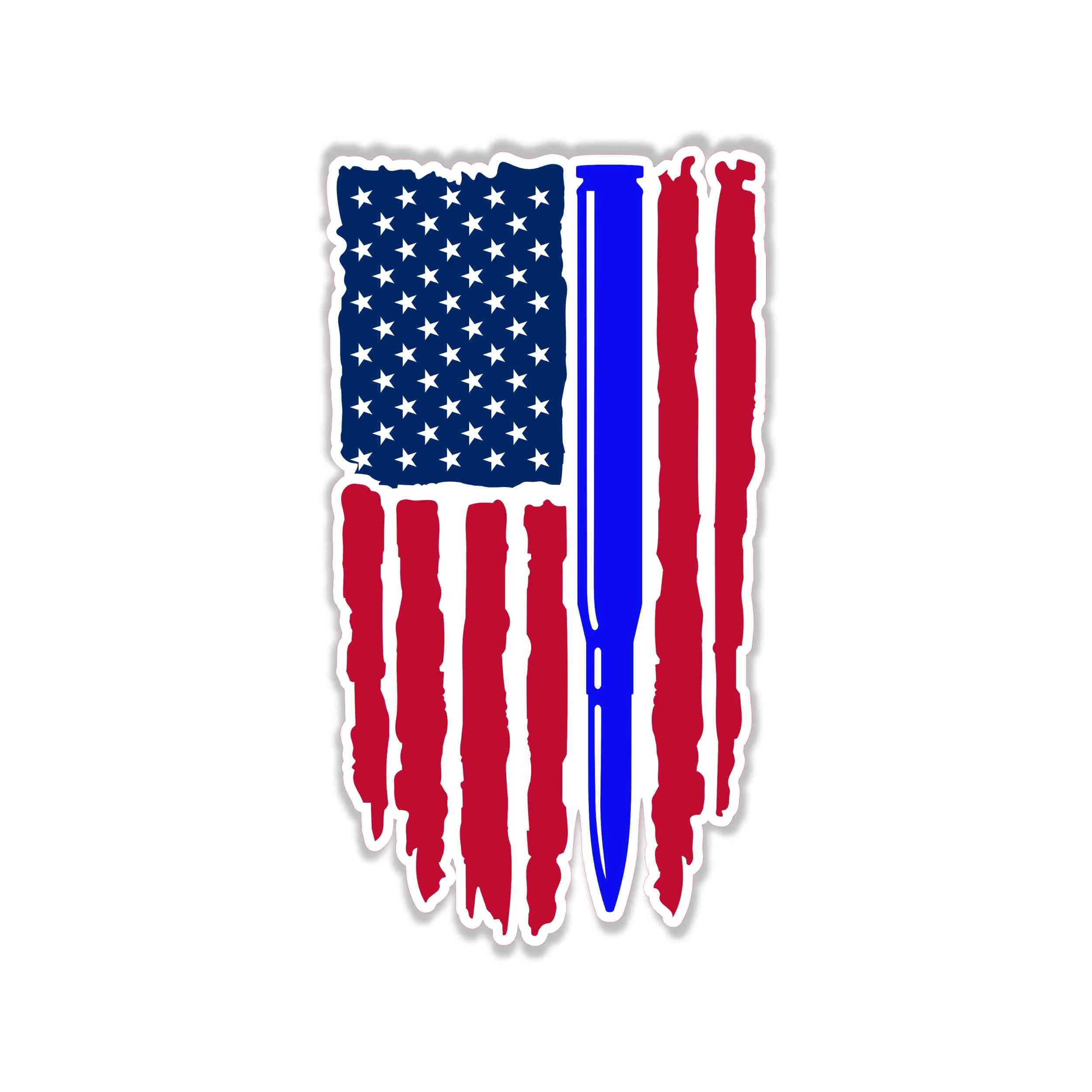 Blue Line American Flag Full Color Vinyl Decal - custom size