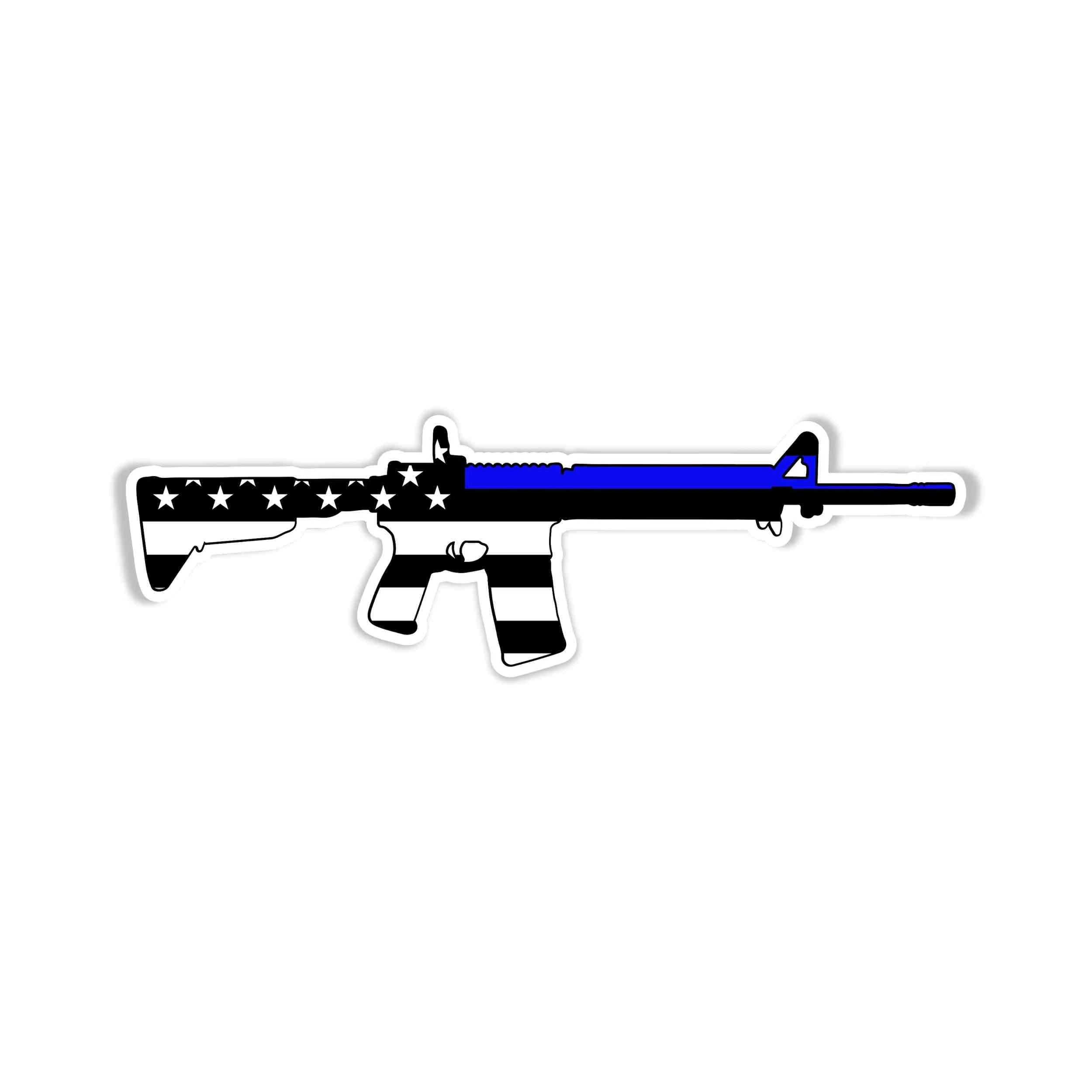 Blue Line American Flag Weapon Full Color Vinyl Decal - custom size