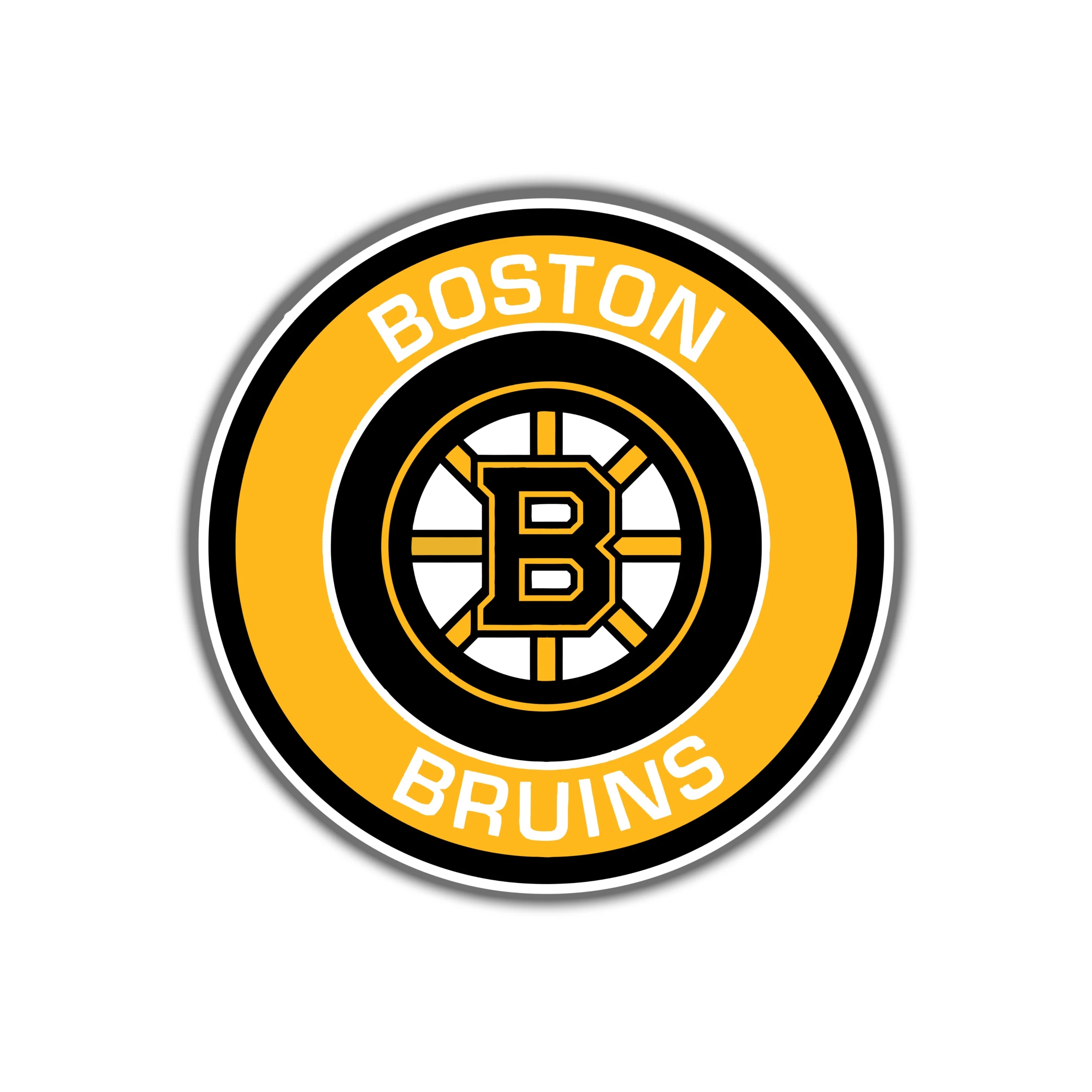 Boston Bruins - Circle With Name - Full Color Vinyl Sticker - Custom Size