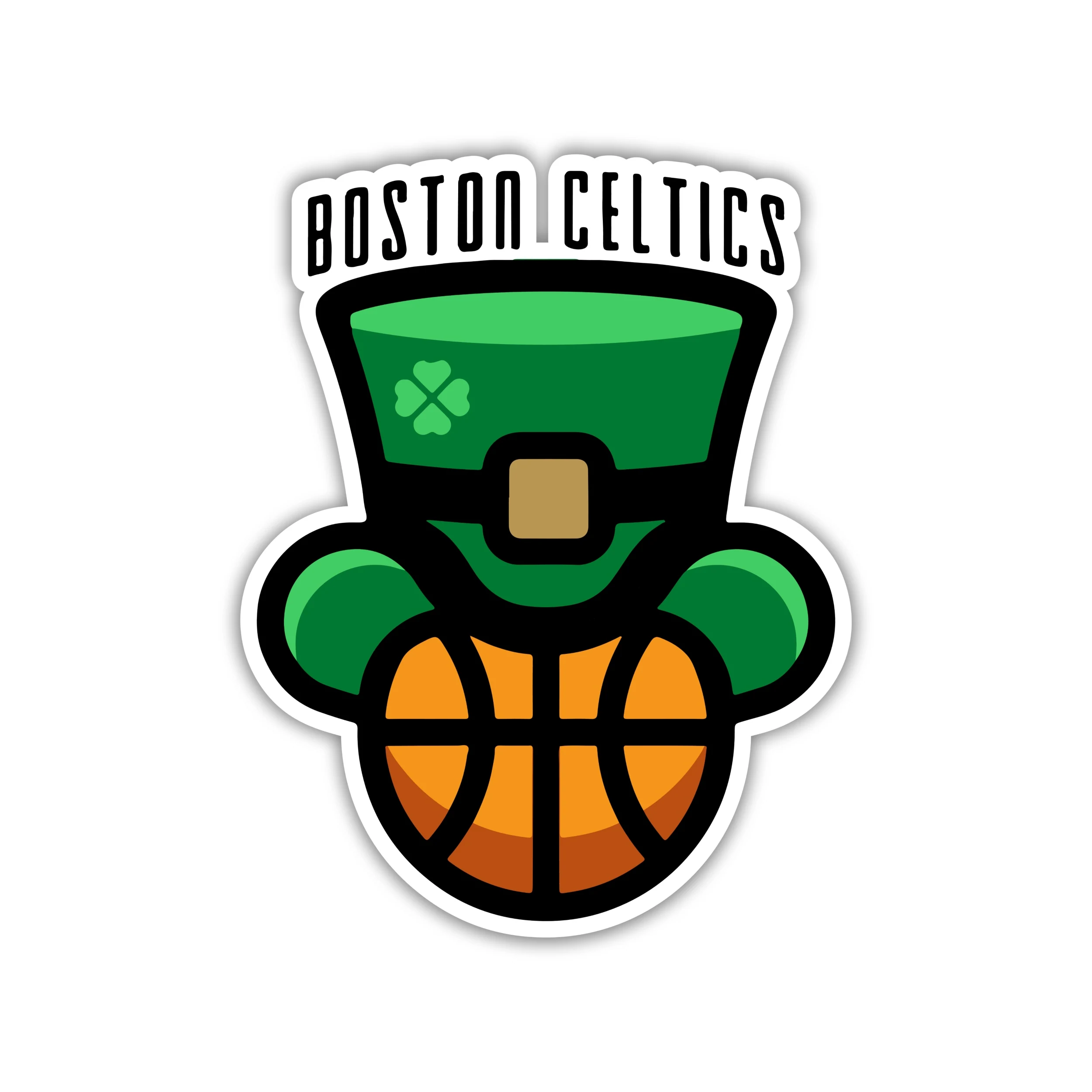 Boston Celtics - Basketball With Hat - Temporary Tattoo