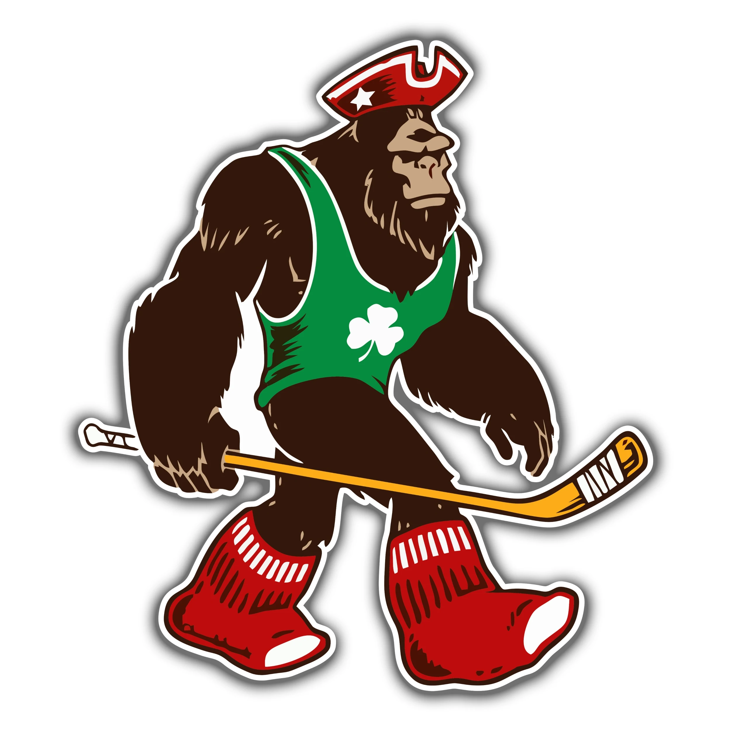 Boston Massquatch Mashup - Full Color Vinyl Sticker - Custom Size