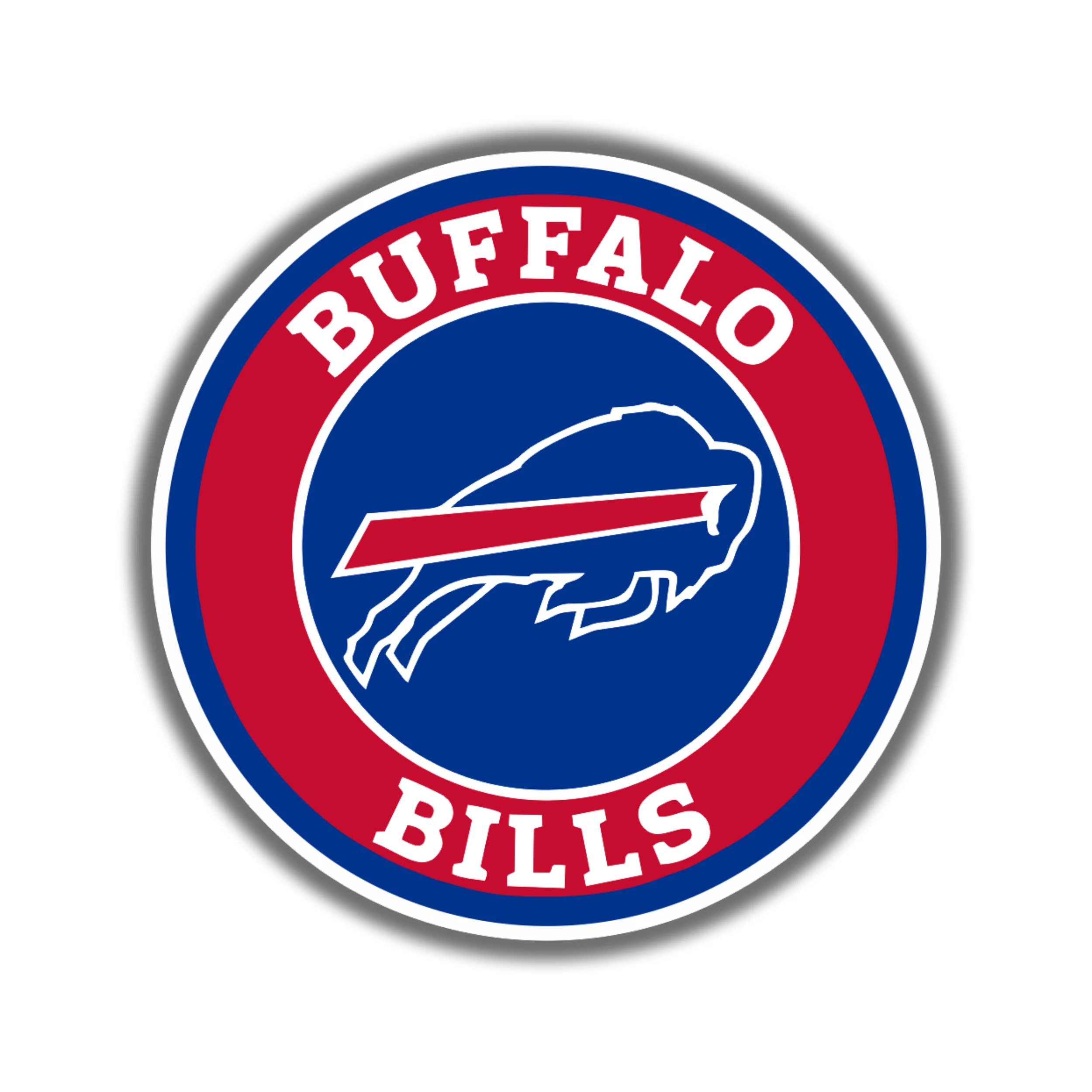 Buffalo Bills - Circle With Red Stripe - Full Color Vinyl Sticker - Custom Size