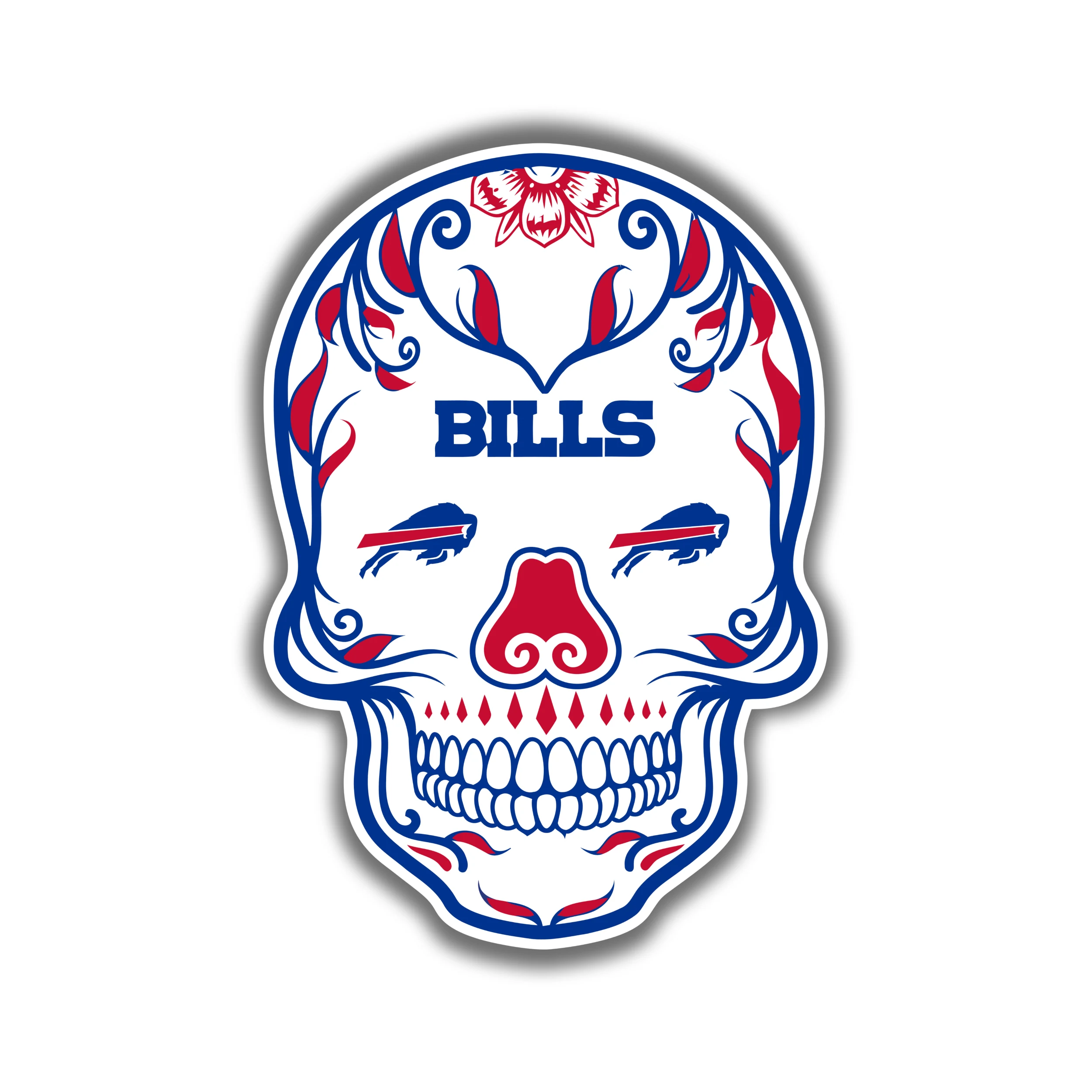 Buffalo Bills - Sugar Skull - Full Color Vinyl Sticker - Custom Size