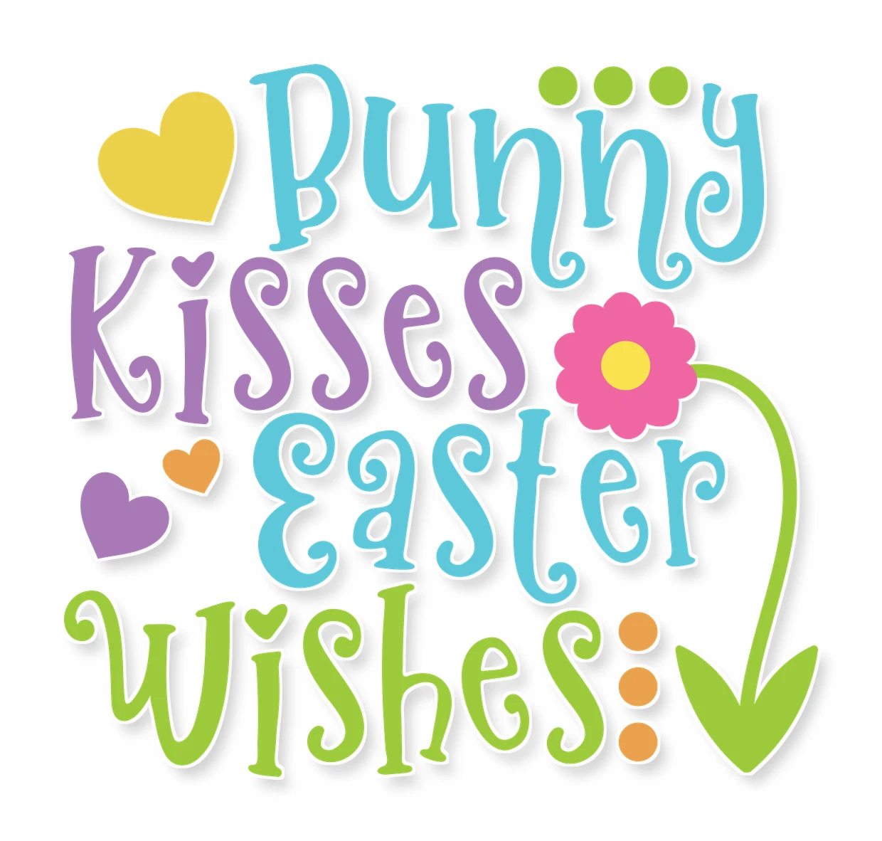 Bunny Kisses Easter Wishes - Iron On DTF Transfer - Custom Size