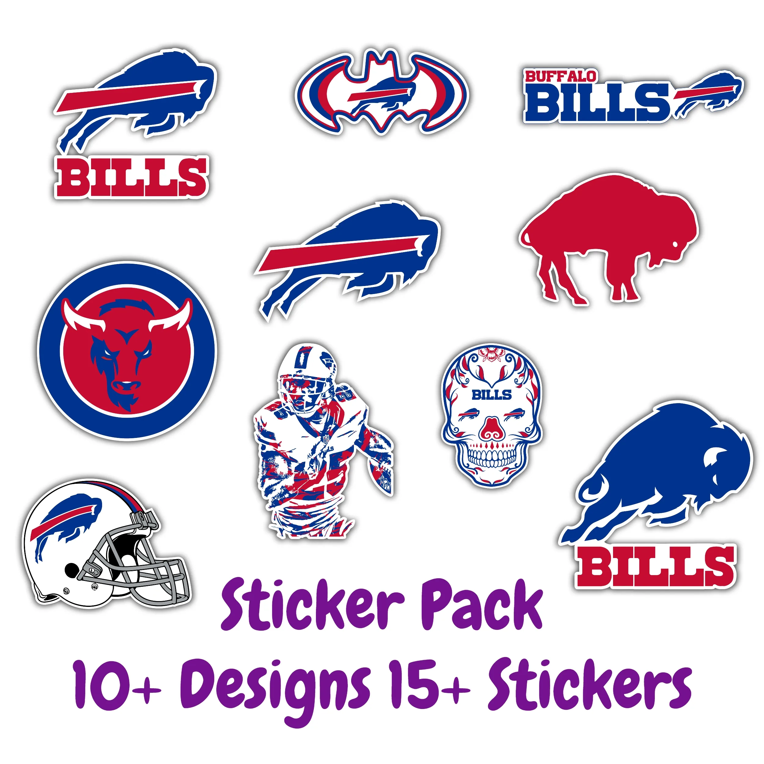 Buffalo Bills Sticker Pack; ; Laptop Decal ; Yeti Decal; Cell phone Decal; Vinyl Car Decal