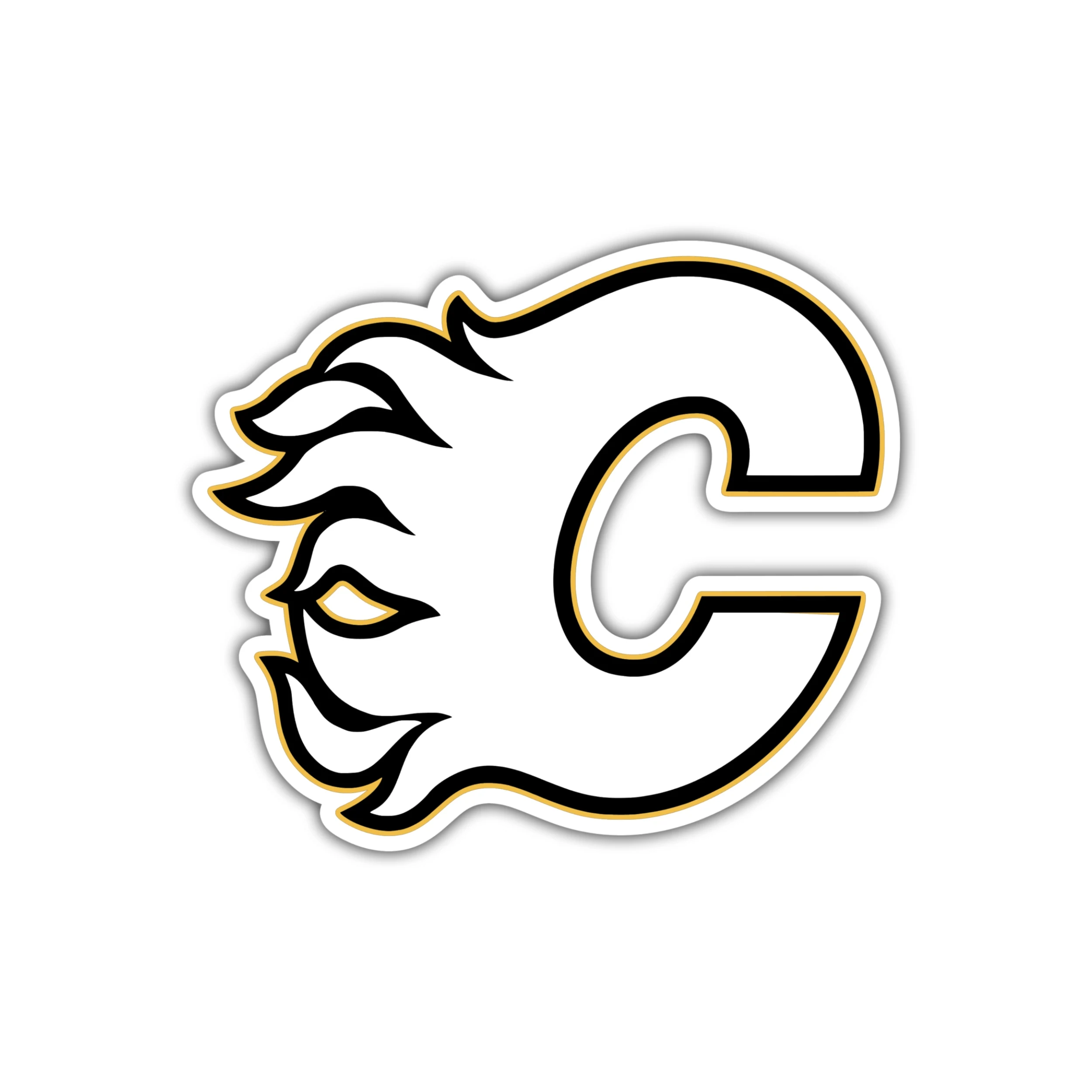 Calgary Flames - White C - Full Color Vinyl Sticker - Custom Size